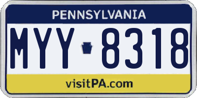 PA license plate MYY8318