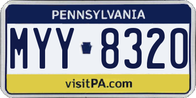 PA license plate MYY8320