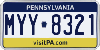 PA license plate MYY8321