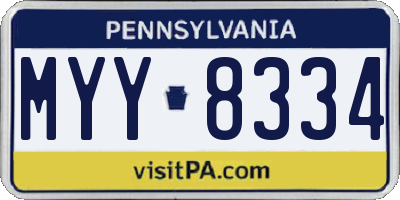 PA license plate MYY8334