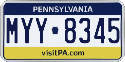 PA license plate MYY8345