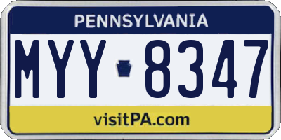 PA license plate MYY8347