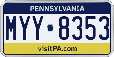 PA license plate MYY8353