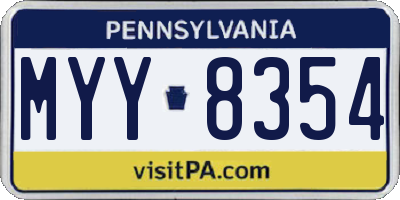 PA license plate MYY8354