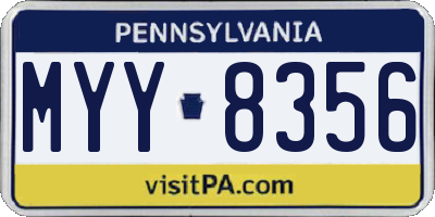 PA license plate MYY8356