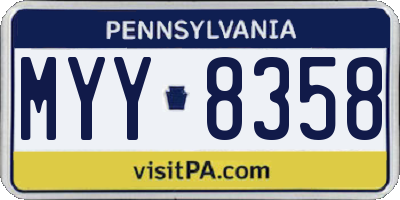 PA license plate MYY8358