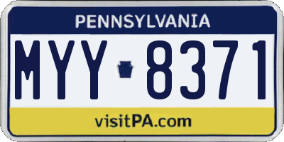 PA license plate MYY8371