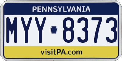 PA license plate MYY8373