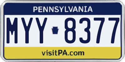 PA license plate MYY8377