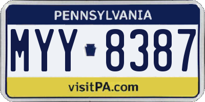 PA license plate MYY8387