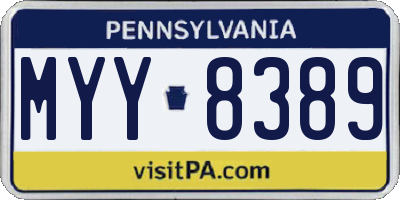 PA license plate MYY8389