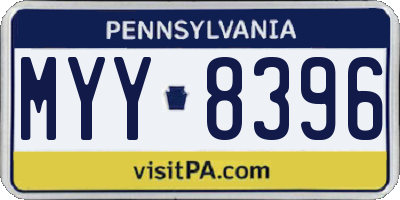 PA license plate MYY8396