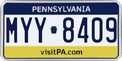 PA license plate MYY8409
