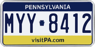 PA license plate MYY8412