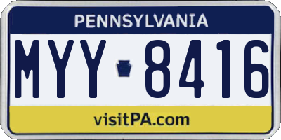 PA license plate MYY8416
