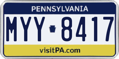 PA license plate MYY8417