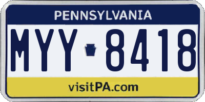 PA license plate MYY8418