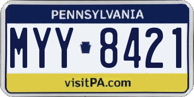 PA license plate MYY8421