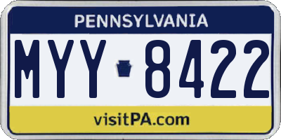 PA license plate MYY8422