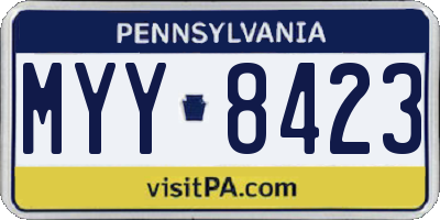 PA license plate MYY8423