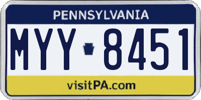 PA license plate MYY8451