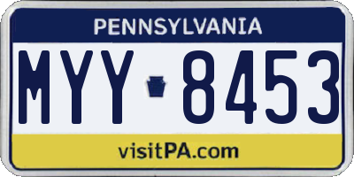 PA license plate MYY8453
