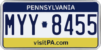 PA license plate MYY8455