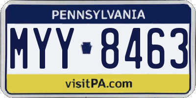 PA license plate MYY8463