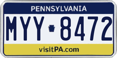 PA license plate MYY8472