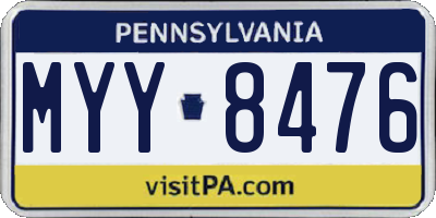 PA license plate MYY8476