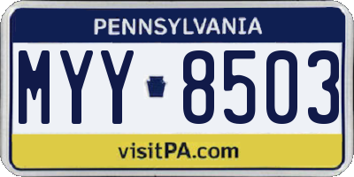 PA license plate MYY8503