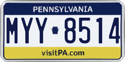 PA license plate MYY8514