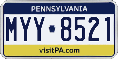 PA license plate MYY8521