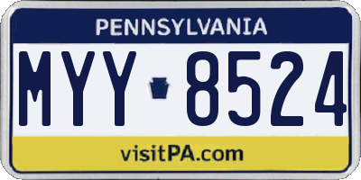 PA license plate MYY8524