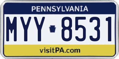 PA license plate MYY8531