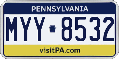 PA license plate MYY8532