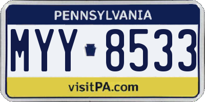 PA license plate MYY8533