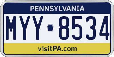 PA license plate MYY8534