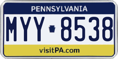 PA license plate MYY8538