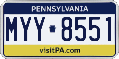 PA license plate MYY8551
