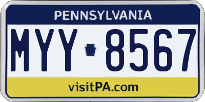 PA license plate MYY8567