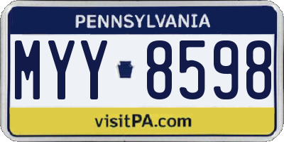 PA license plate MYY8598