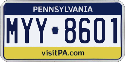 PA license plate MYY8601