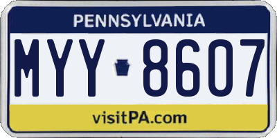 PA license plate MYY8607