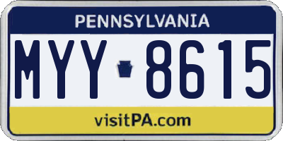 PA license plate MYY8615