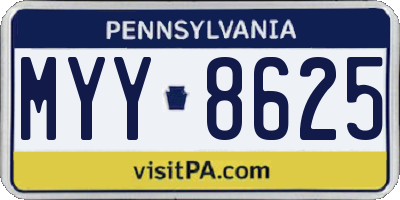 PA license plate MYY8625