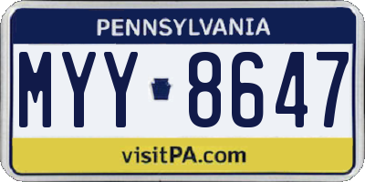 PA license plate MYY8647