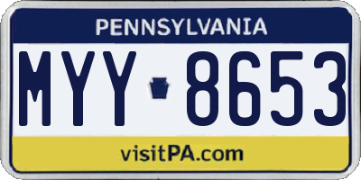 PA license plate MYY8653
