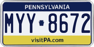 PA license plate MYY8672