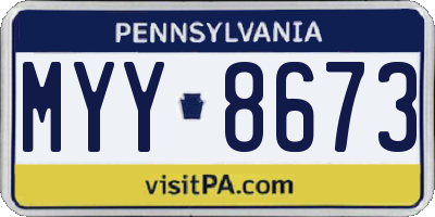 PA license plate MYY8673